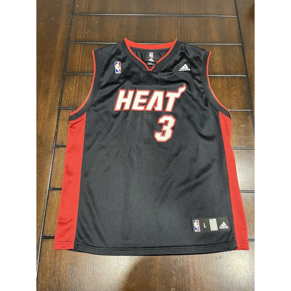 Adidas Dwyane Wade Miami Heat Jersey Youth Large L 14-16 Black Basketball #3